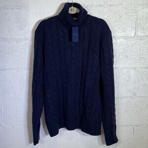 Polo Ralph Lauren Cable Knit Wool Cashmere Turtleneck Sweater Navy XXL NWT $348